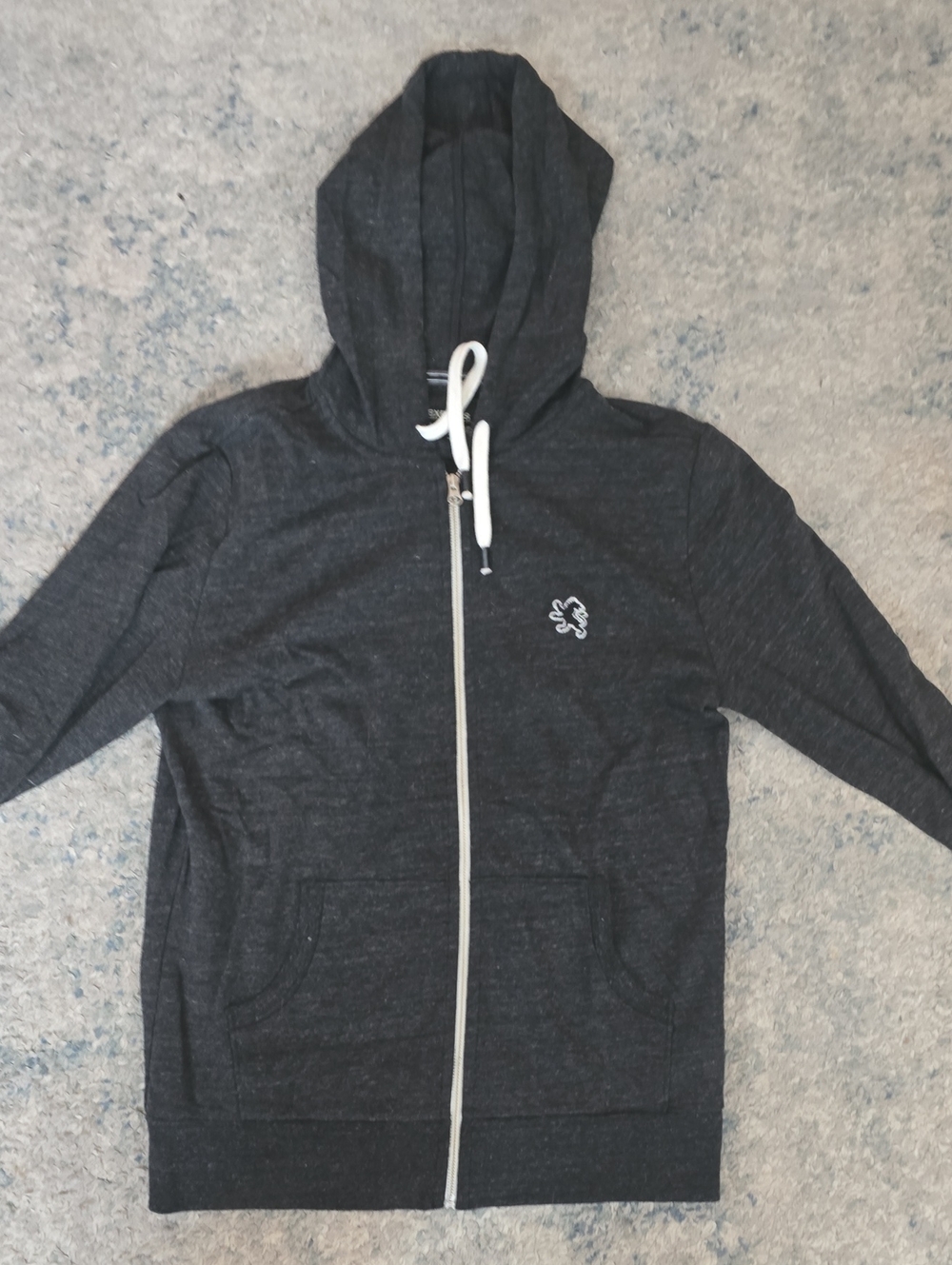 Express Dark Charcoal Zip-Up Hoodie with White Drawstring